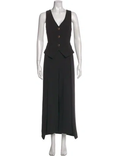 Pre-owned Black Halo V-neck Jumpsuit In Black