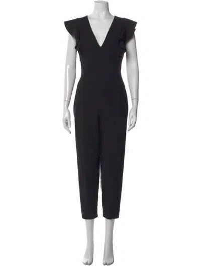 Pre-owned Black Halo V-neck Jumpsuit In Black