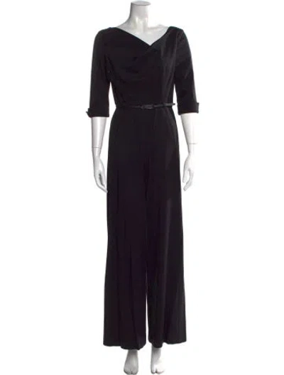 Pre-owned Black Halo V-neck Jumpsuit In Black