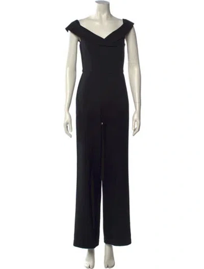 Pre-owned Black Halo V-neck Jumpsuit In Black
