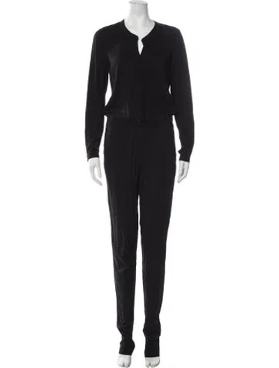 Pre-owned Black Halo V-neck Jumpsuit In Black