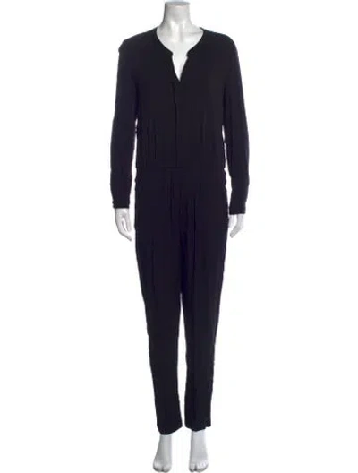 Pre-owned Black Halo V-neck Jumpsuit In Blue