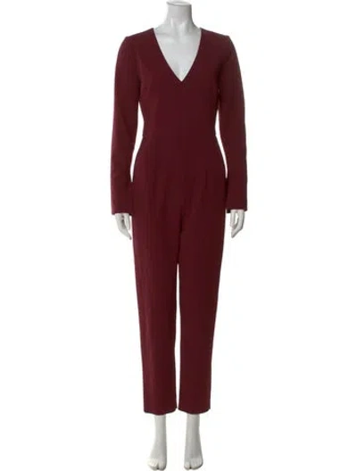 Pre-owned Black Halo V-neck Jumpsuit In Burgundy