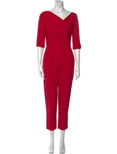 Pre-owned Black Halo V-neck Jumpsuit In Pink