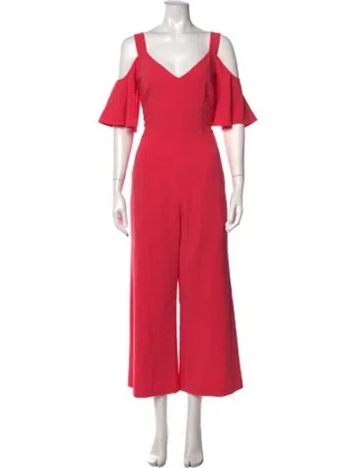 Pre-owned Black Halo V-neck Jumpsuit In Pink