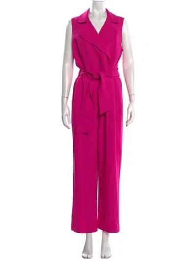Pre-owned Black Halo V-neck Jumpsuit In Pink