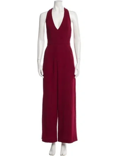 Pre-owned Black Halo V-neck Jumpsuit In Red