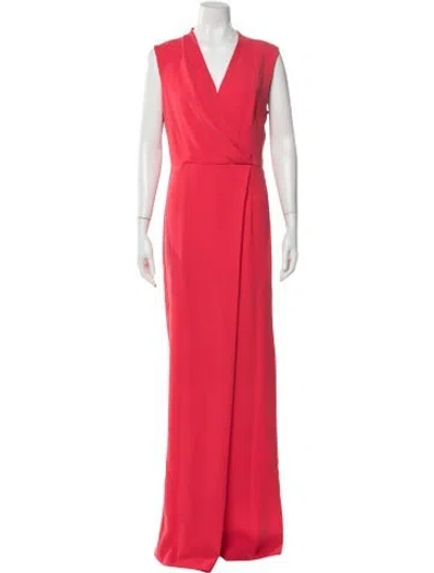 Pre-owned Black Halo V-neck Jumpsuit In Red