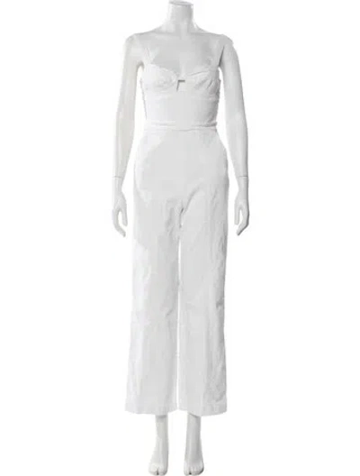 Pre-owned Black Halo V-neck Jumpsuit In White