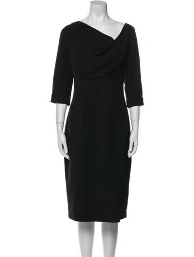 Pre-owned Black Halo V-neck Knee-length Dress In Black