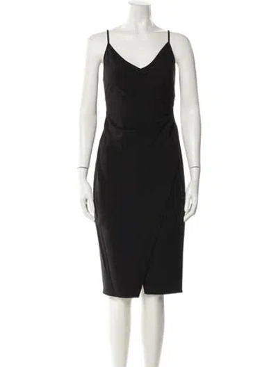 Pre-owned Black Halo V-neck Knee-length Dress In Black