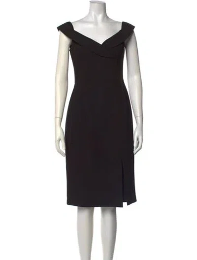 Pre-owned Black Halo V-neck Knee-length Dress In Black