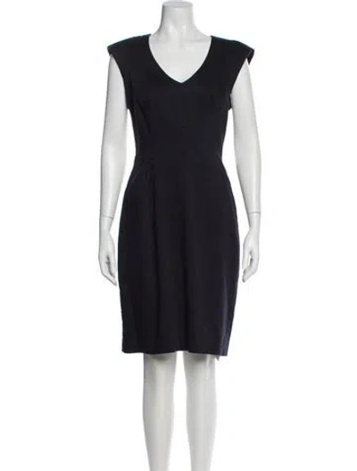 Pre-owned Black Halo V-neck Knee-length Dress In Black