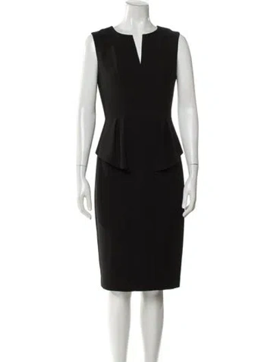 Pre-owned Black Halo V-neck Knee-length Dress In Black