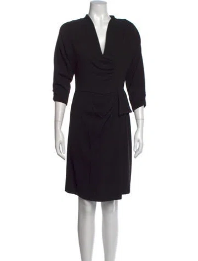 Pre-owned Black Halo V-neck Knee-length Dress In Black