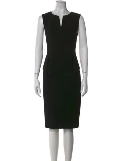 Pre-owned Black Halo V-neck Knee-length Dress In Black