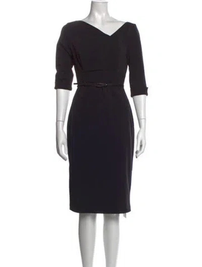Pre-owned Black Halo V-neck Knee-length Dress In Black
