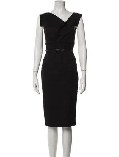 Pre-owned Black Halo V-neck Knee-length Dress In Black