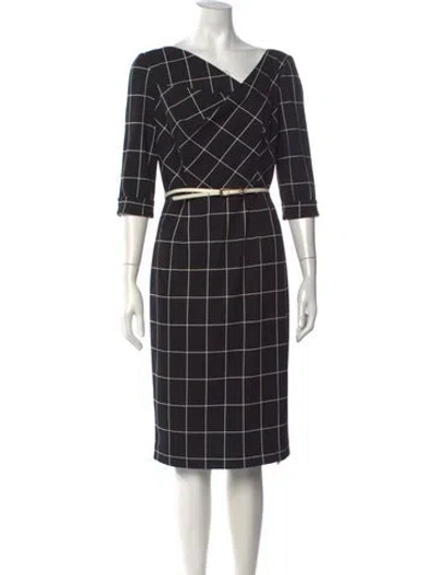 Pre-owned Black Halo V-neck Knee-length Dress In Black