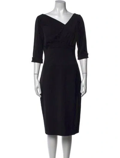 Pre-owned Black Halo V-neck Knee-length Dress In Black