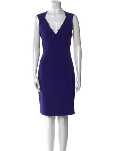 Pre-owned Black Halo V-neck Knee-length Dress In Blue
