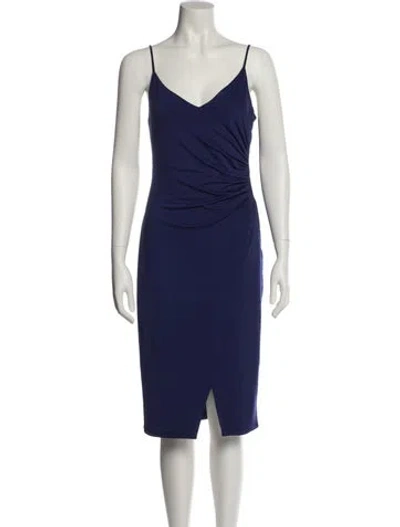 Pre-owned Black Halo V-neck Knee-length Dress In Blue