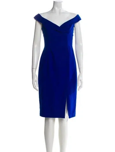 Pre-owned Black Halo V-neck Knee-length Dress In Blue