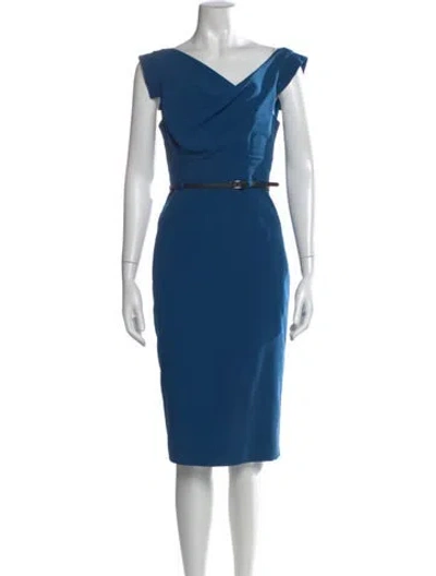 Pre-owned Black Halo V-neck Knee-length Dress In Blue