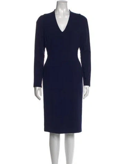 Pre-owned Black Halo V-neck Knee-length Dress In Blue