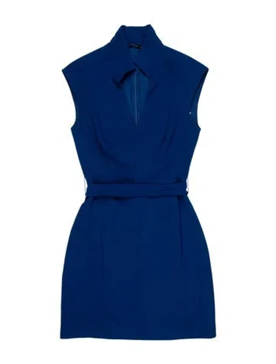 Pre-owned Black Halo V-neck Knee-length Dress In Blue