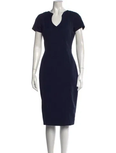Pre-owned Black Halo V-neck Knee-length Dress In Blue