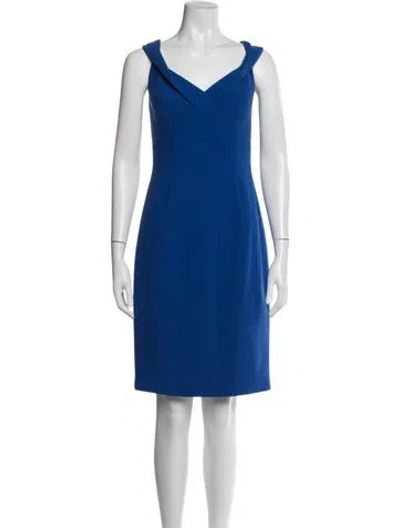 Pre-owned Black Halo V-neck Knee-length Dress In Blue