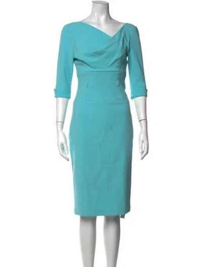 Pre-owned Black Halo V-neck Knee-length Dress In Blue
