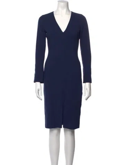 Pre-owned Black Halo V-neck Knee-length Dress In Blue