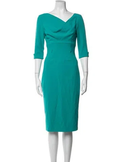 Pre-owned Black Halo V-neck Knee-length Dress In Blue