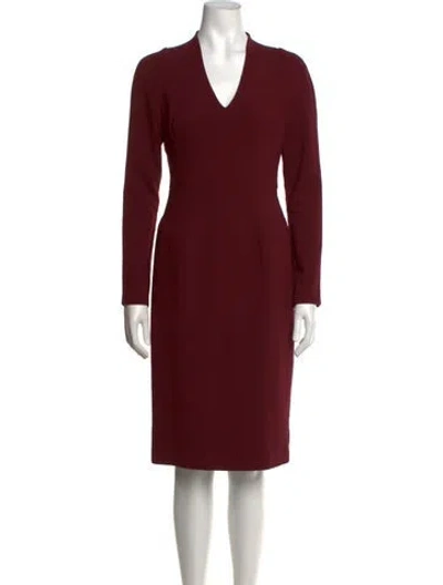 Pre-owned Black Halo V-neck Knee-length Dress In Burgundy