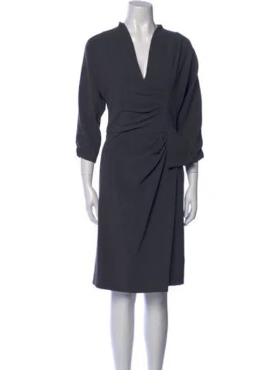 Pre-owned Black Halo V-neck Knee-length Dress In Gray
