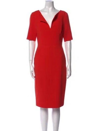 Pre-owned Black Halo V-neck Knee-length Dress In Orange