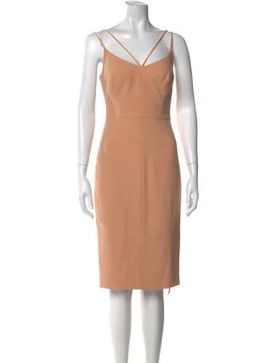 Pre-owned Black Halo V-neck Knee-length Dress In Orange