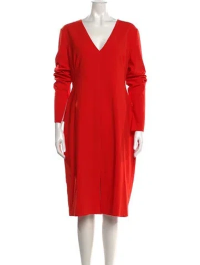 Pre-owned Black Halo V-neck Knee-length Dress In Orange