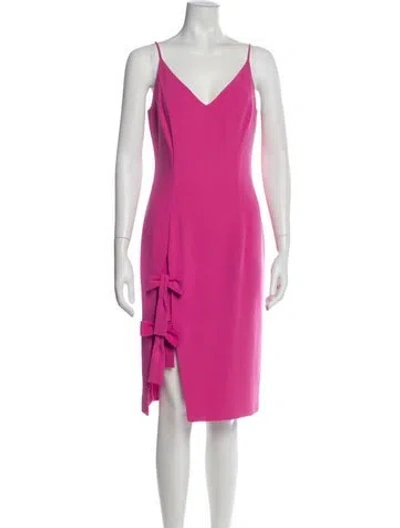 Pre-owned Black Halo V-neck Knee-length Dress In Pink