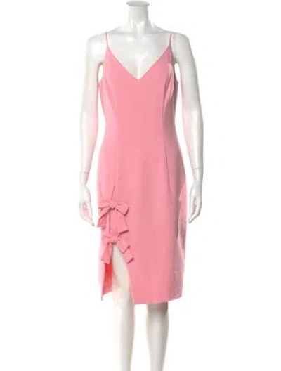Pre-owned Black Halo V-neck Knee-length Dress In Pink