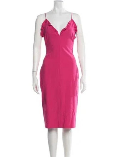 Pre-owned Black Halo V-neck Knee-length Dress In Pink