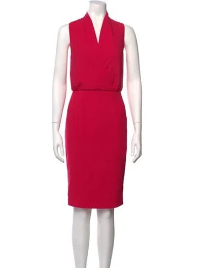 Pre-owned Black Halo V-neck Knee-length Dress In Pink