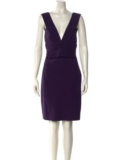 Pre-owned Black Halo V-neck Knee-length Dress In Purple