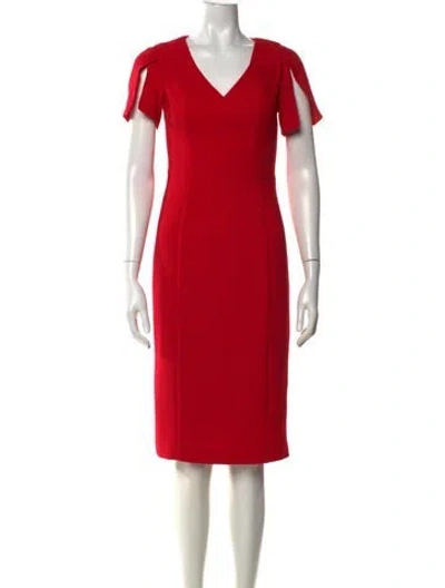Pre-owned Black Halo V-neck Knee-length Dress In Red