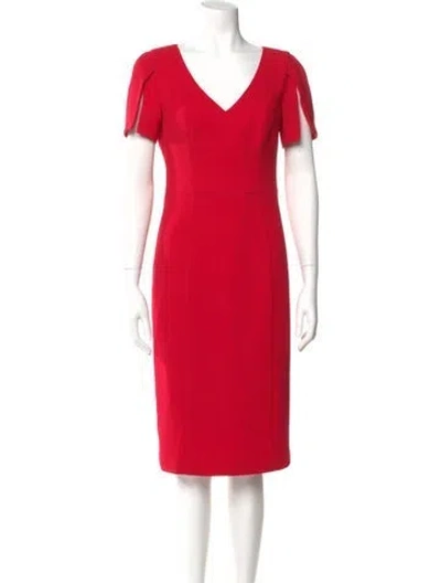 Pre-owned Black Halo V-neck Knee-length Dress In Red
