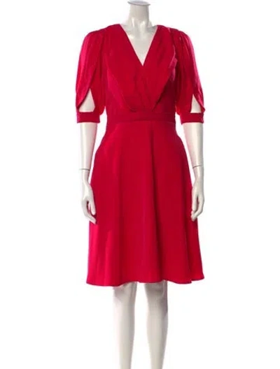 Pre-owned Black Halo V-neck Knee-length Dress In Red