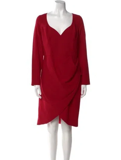 Pre-owned Black Halo V-neck Knee-length Dress W/ Tags In Red