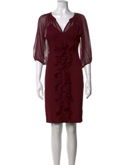Pre-owned Black Halo V-neck Knee-length Dress W/ Tags In Red
